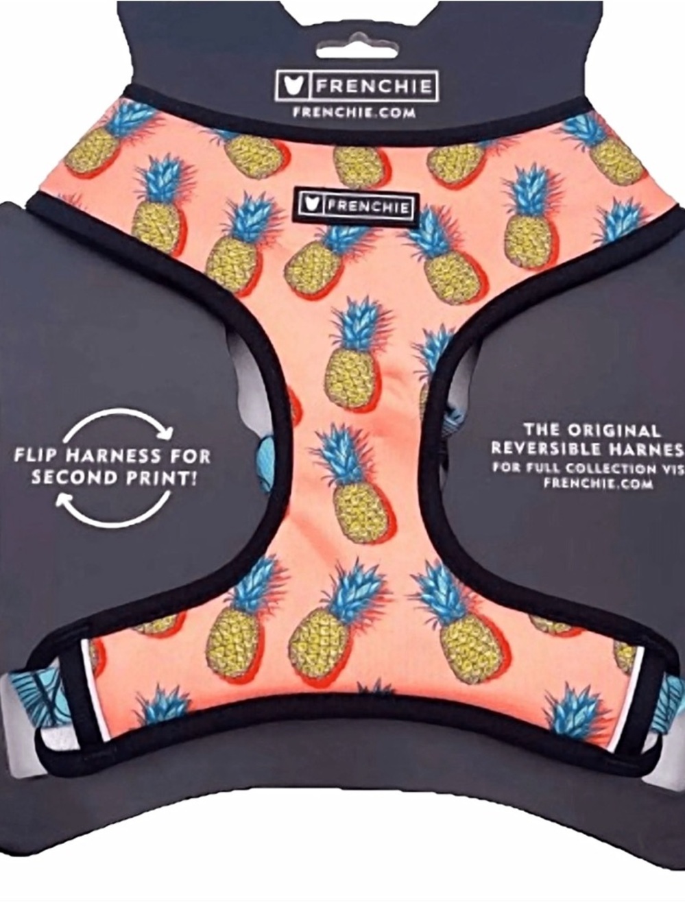 🆕 Frenchie Reversible Pineapple Tropical
Pattern Dog Harness